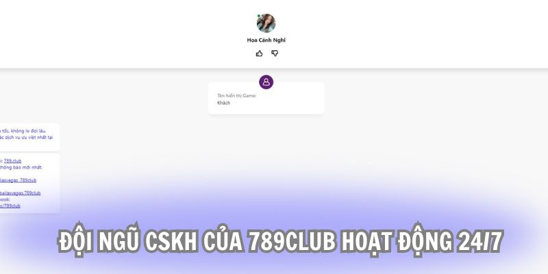 Đội ngũ CSKH của 789Club hoạt động 24/7